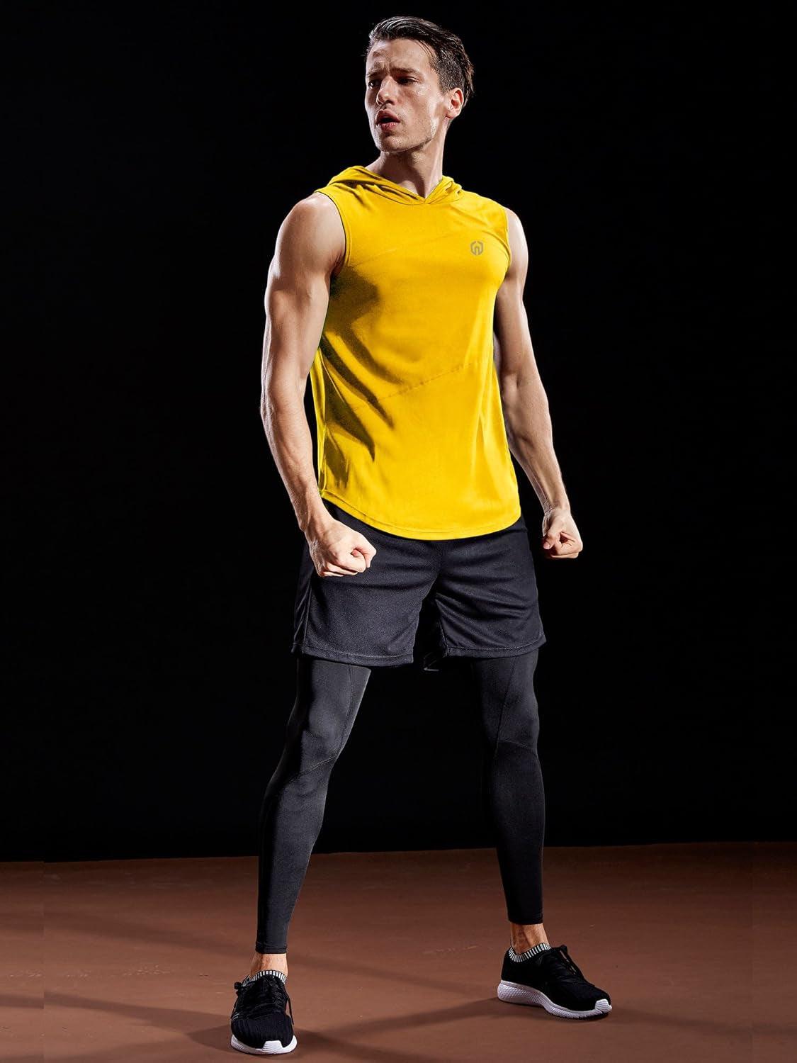 Dry Fit Workout Athletic Muscle Tank Top Running Shirts with Hoods