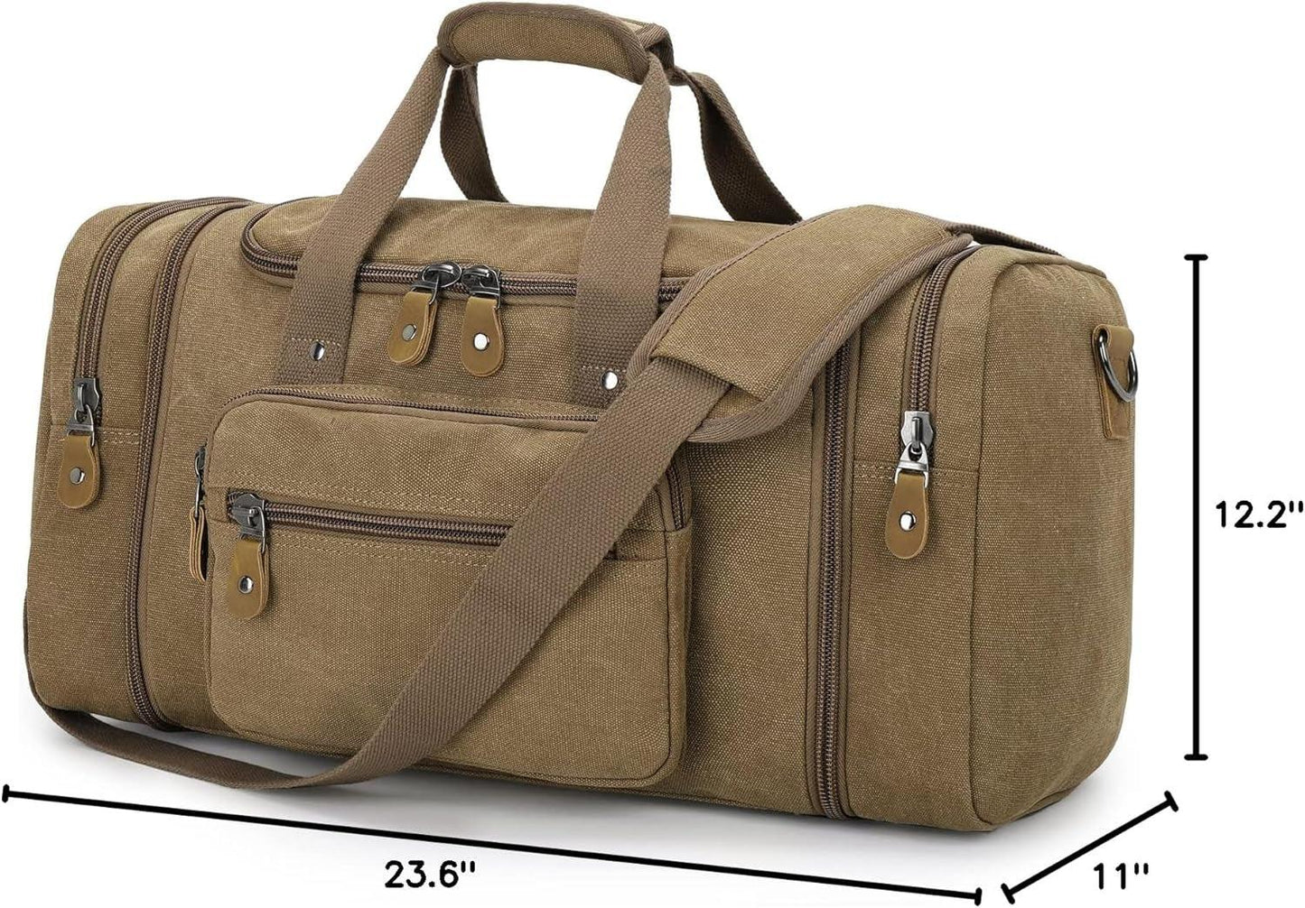 Canvas Duffle Bag for Travel 60L Duffel Overnight Weekend Bag(Coffee)