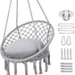 Hammock Chair Macrame Swing, Max 330 Lbs, Hanging Cotton Rope Hammock Swing Chair for Indoor and Outdoor Use, Light Grey