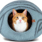 Cat Cave – Premium Felt Cat Bed for Indoor Cats, Handmade 100% Merino Wool (Light Shades) (Medium, Aquamarine)