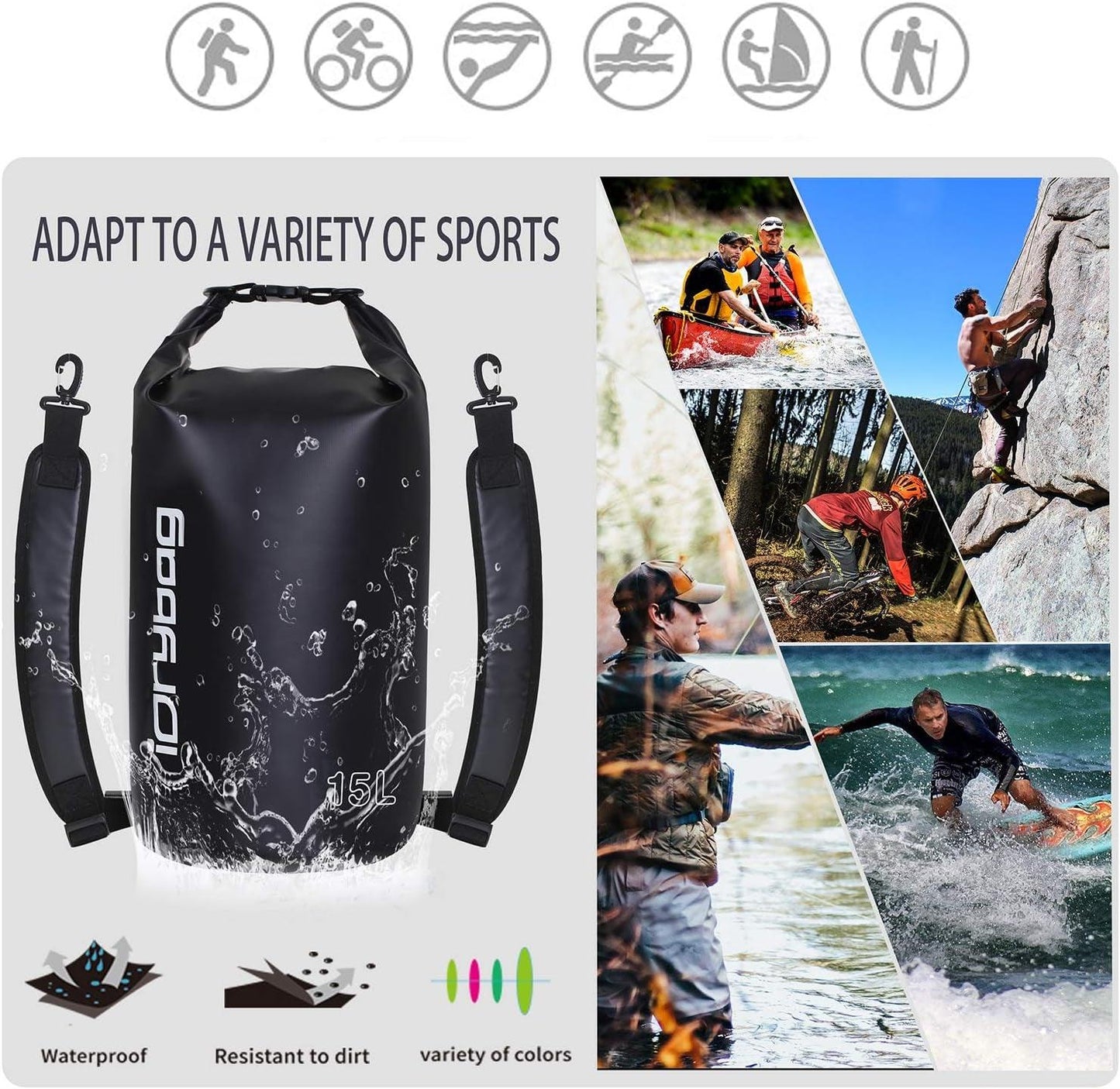 Dry Bags for Kayaking Waterproof 2L/5L/10L/15L/20L, Small Dry Bag Waterproof Floating, Dry Sack Waterproof Bag for Paddleboarding Travel