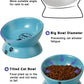 Elevated Cat Food Bowl, Ceramic Raised Cat Bowl, Tilt Angle Protect Cat'S Spine, anti Vomiting Cat Dish, Backflow Prevention, Lake Blue