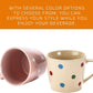 Polka Dot Coffee Mugs Set of 6 - Flat Bottom Wide Mouth Size Coffee Mug - Made of Semi-Thick Stoneware Ceramic Porcelain Dinnerware - Bright Polka Dot Colors Polish Mug Set