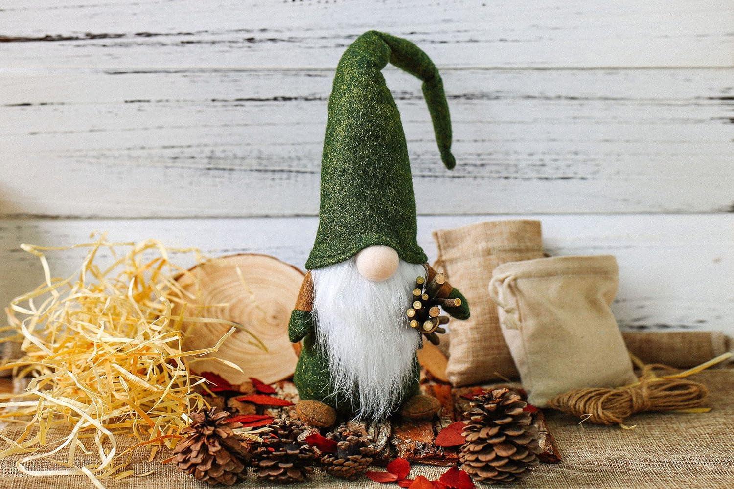 Swedish Gnome - Christmas Tomte Decoration - Scandinavian Elf - Plush Birthday Present - Home Ornaments Table Decor - 16Inches Green