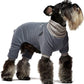 Embroidery Dog Clothes Turtleneck Thermal Fleece Puppy Pajamas Doggie Outfits Cat Onesies Jumpsuits Blue Small