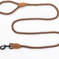 Dog Leash | Braided Cotton Rope Dog Leashes with Leather Tailor Tip | 4 Feet Dog Leash W Heavy Duty Metal Clasp | Wedding Dog Leash (Dark Brown, 48 Inches)