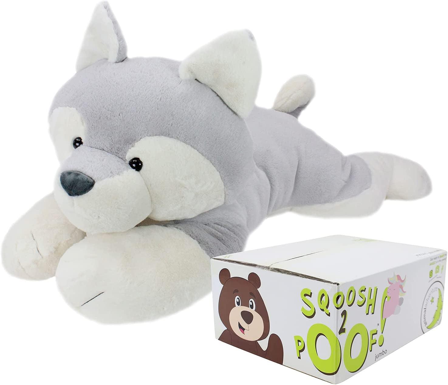 | Sqoosh2Poof Giant, Cuddly, Ultra Soft Plush Stuffed Animal with Bonus Interactive Surprise - 44" Husky