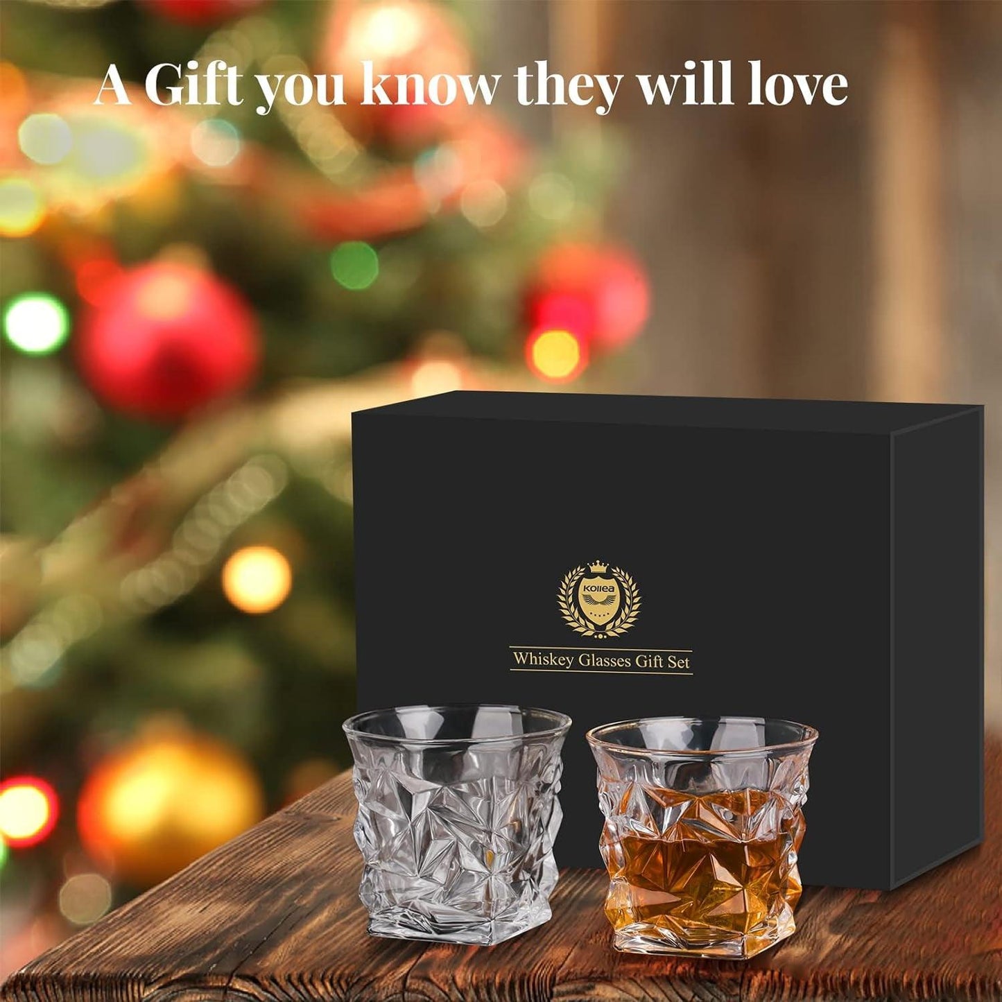 Whiskey Gifts for Men Dad,  Whiskey Glasses Set with 8 Reusable Whiskey Stones, Drinking Gifts for Boyfriend Him, Cool Whiskey Gifts for Birthday House Warming Anniversary Christmas, 11Oz