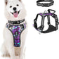 Dog Harness No Pull, Pet Harnesses with Dog Collar, Adjustable Reflective Oxford Outdoor Vest, Front/Back Leash Clips for Small, Medium, Large, Extra Large Dogs, Easy Control Handle for Walking