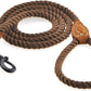 Dog Leash | Braided Cotton Rope Dog Leashes with Leather Tailor Tip | 4 Feet Dog Leash W Heavy Duty Metal Clasp | Wedding Dog Leash (Dark Brown, 48 Inches)