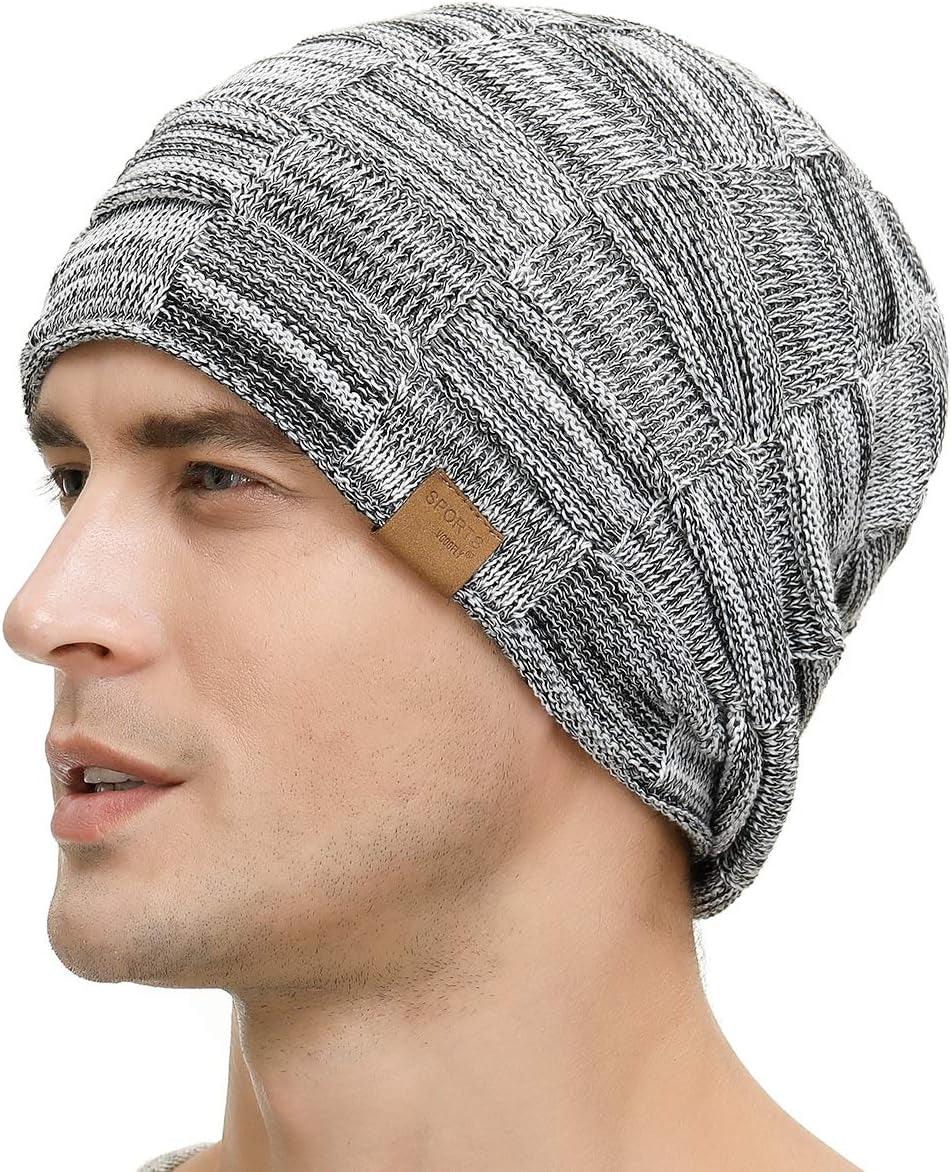 Slouchy Beanie for Men Winter Hats for Guys Cool Beanies Mens Lined Knit Warm Thick Skully Stocking Binie Hat