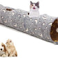 Cat Tunnel Tube with Plush Ball Toys Collapsible Self-Luminous Photoluminescence, for Small Animals Pets Bunny Rabbits, Kittens, Ferrets,Puppy and Dogs Grey Moon Star