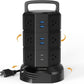 Power Strip Tower Surge Protector,  1625W 13A Outlet Surge Electric Tower, 12 Outlets 6 USB Ports Charging Station with 16AWG 6.5Ft Heavy Duty Extension Cord for Home Office Dorm Black