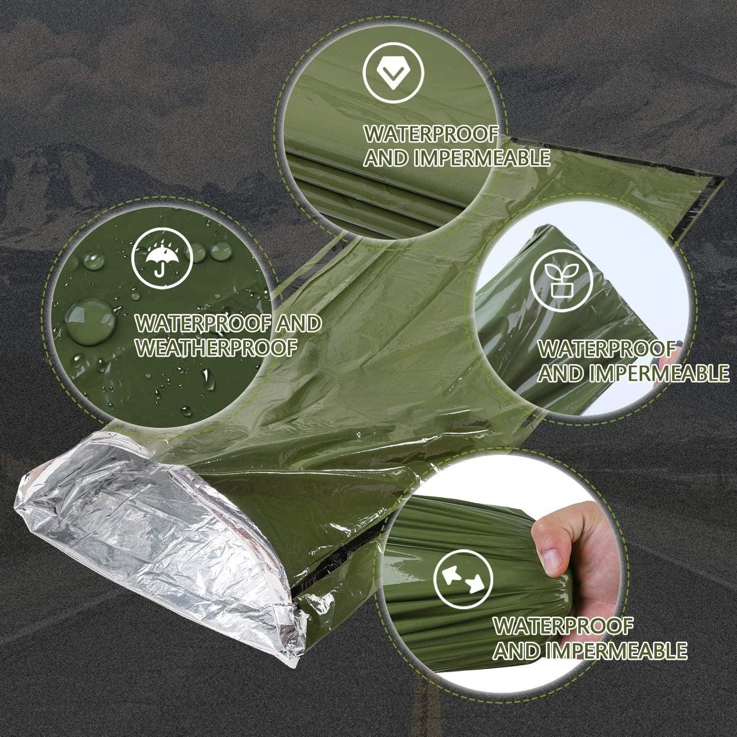 Emergency Sleeping Bag Survival Bivy Sack Use as Emergency Blanket Lightweight Survival Gear for Outdoor Hiking Camping Keep Warm after Earthquakes, Hurricanes and Other Disasters