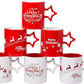 Red and White Funny Coffee Mugs with Star Handle Set of 6 -Large-Sized Mugs 14 Ounce Holidays Novelty Cups, Decorative DIY Cute Coffee Mugs-Hot Chocolate Gift Sets