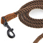 Dog Leash | Braided Cotton Rope Dog Leashes with Leather Tailor Tip | 4 Feet Dog Leash W Heavy Duty Metal Clasp | Wedding Dog Leash (Dark Brown, 48 Inches)