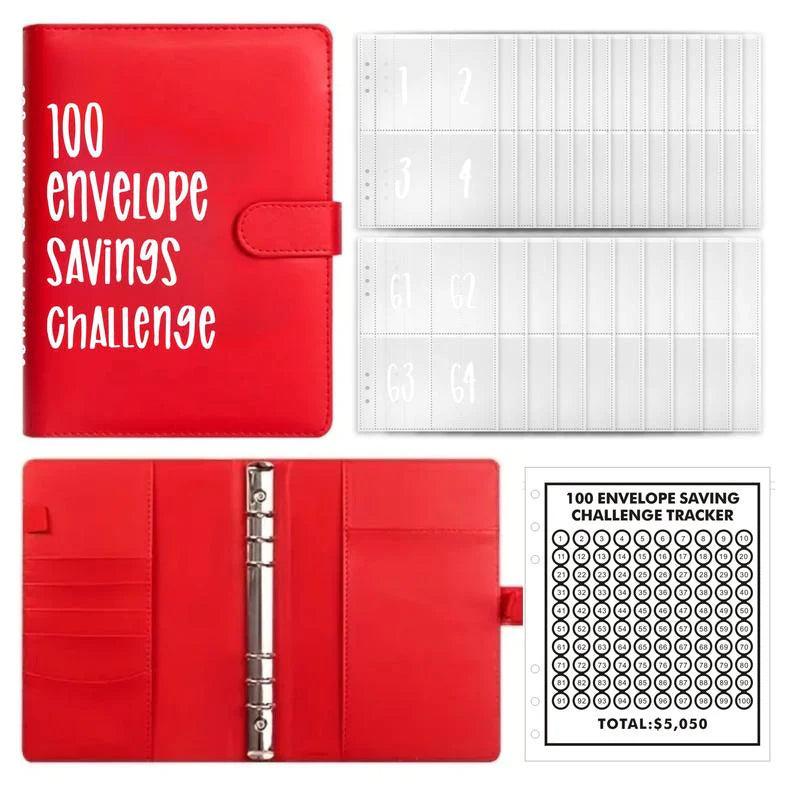 2024 Upgrade 100 Envelopes Saving Challenge Budget Binder, Money Saving Challenge Book, Desk Office Accessories, Saving Challenge Notebook, Waterproof Wallet, Storage Bag,Saving Tips,Desk Office Accessories, Budget Plan, Couple Gift