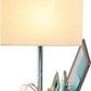 Desk Lamp with 3 USB Charging Ports, Table Lamp with 2AC Outlets and 3 Phone Stands, Nightstand Bedside Lamp with Natural Wooden Base and Cream Linen Shade