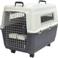 Plastic Kennels Rolling Plastic Wire Door Travel Dog Crate- Large Kennel, Gray