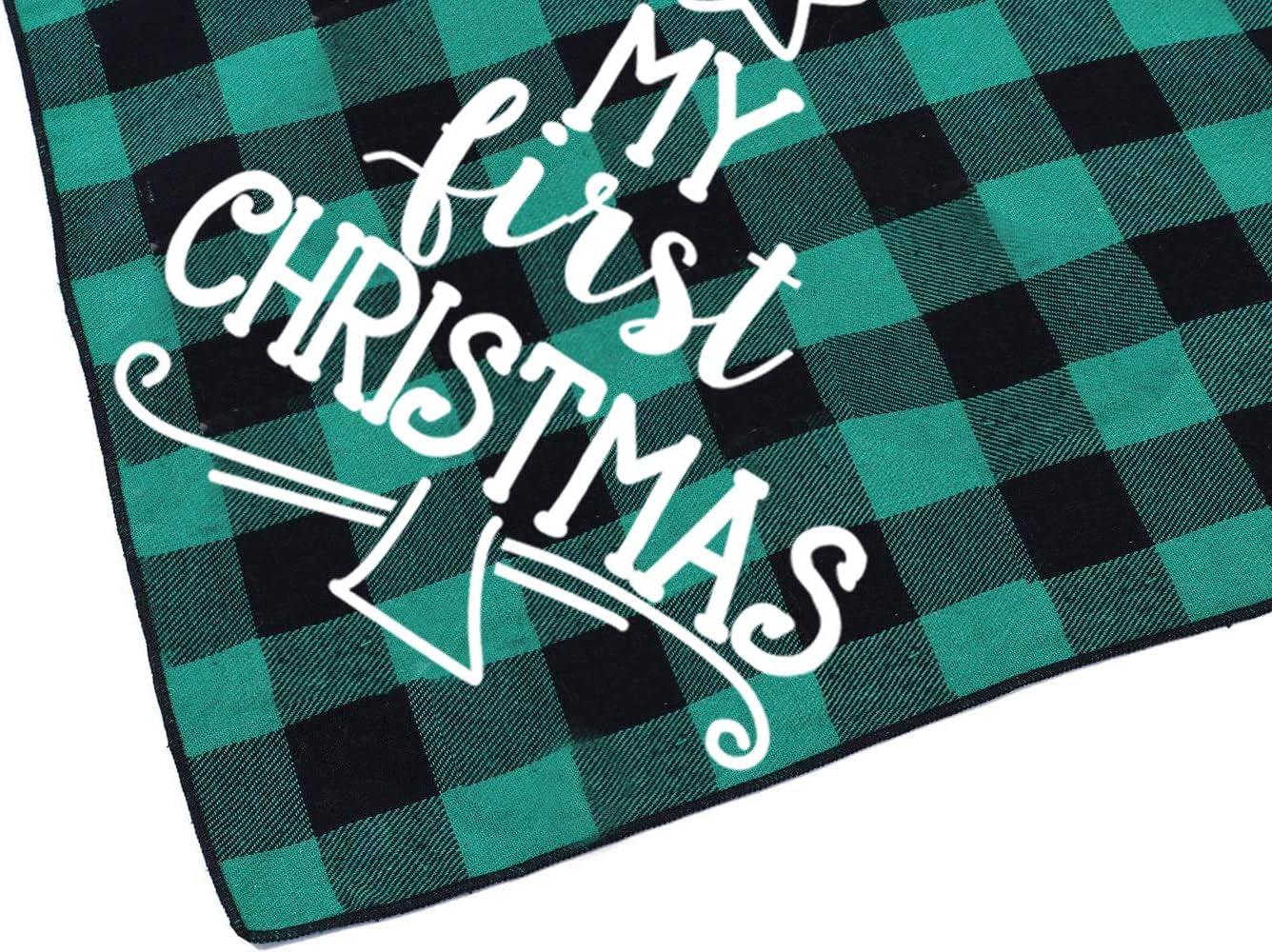 First Christmas Dog Bandana,Buffalo Plaid Dog Scarf for Small Medium Large Dogs