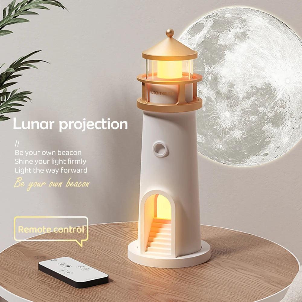 Moon Projection Lighthouse Night Lights Motion Sensor Dimmable Timing Ambient Night Lamp Bluetooth Music Christmas Birthday Gift