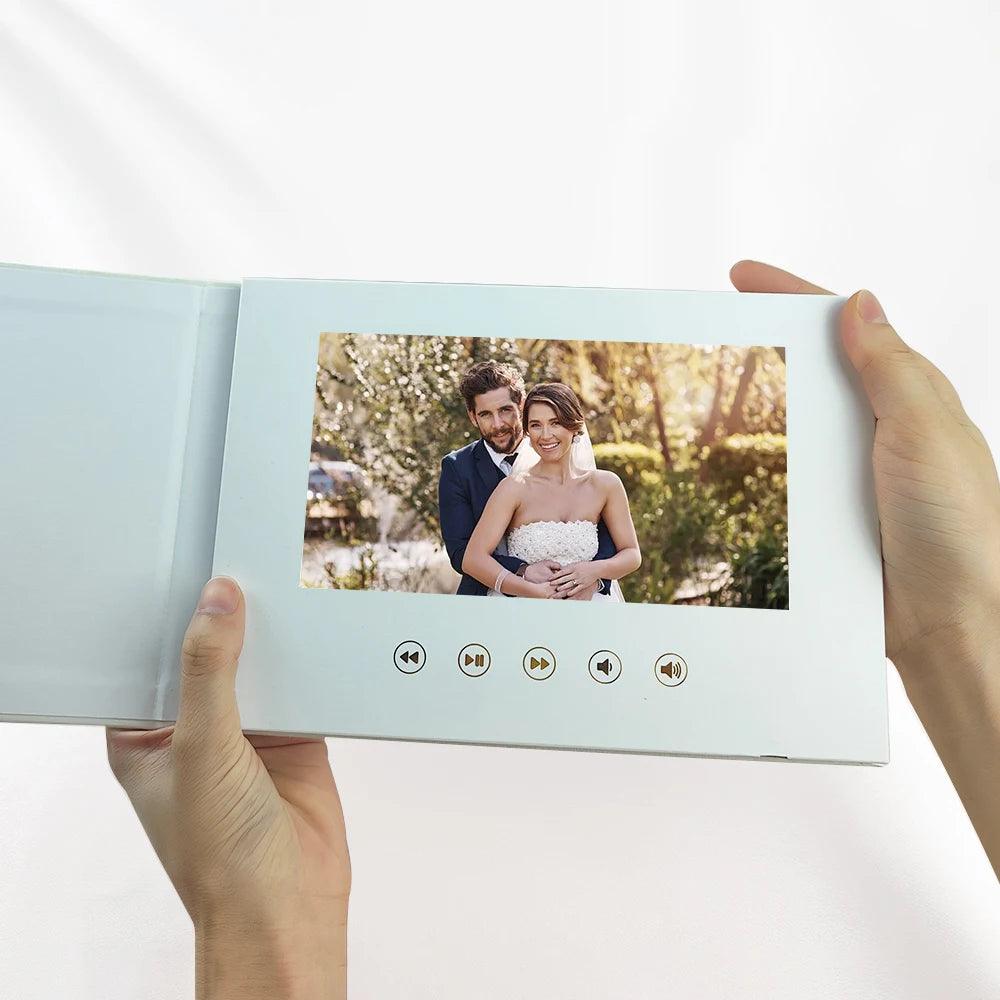 Luxury Linen Bound Wedding Video Book Wedding Video Album Up to 3 hours of video, 7” IPS Display, 4GB of memory & Rechargeab