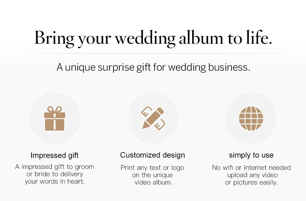 Luxury Linen Bound Wedding Video Book Wedding Video Album Up to 3 hours of video, 7” IPS Display, 4GB of memory & Rechargeab