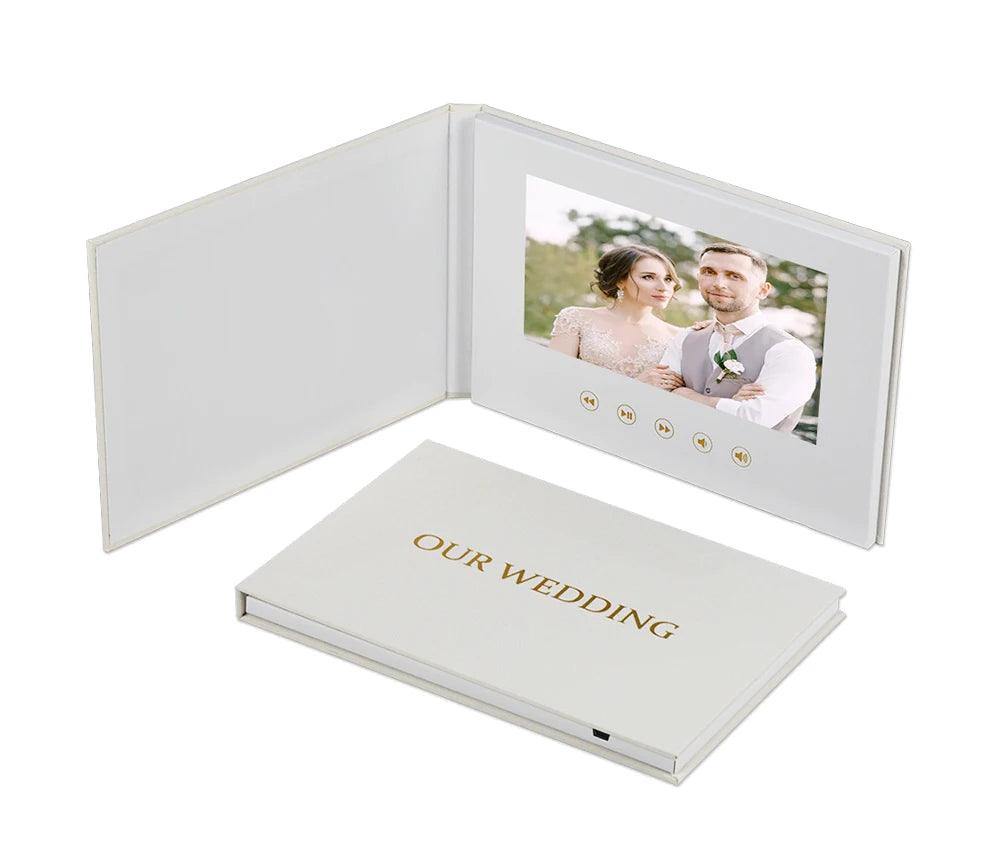 Luxury Linen Bound Wedding Video Book Wedding Video Album Up to 3 hours of video, 7” IPS Display, 4GB of memory & Rechargeab