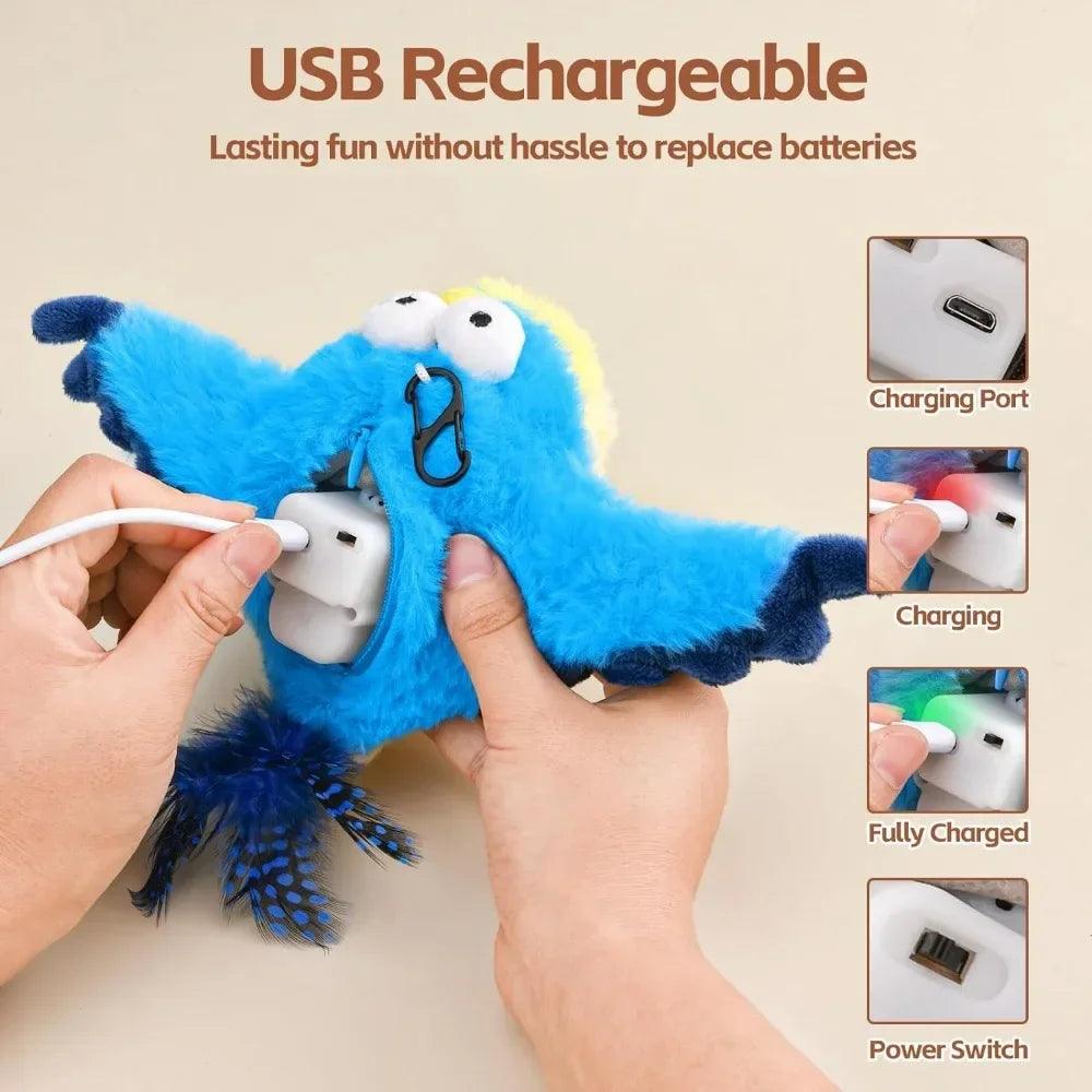 ChirpFlap Bird: Rechargeable Cat Toy with Catnip