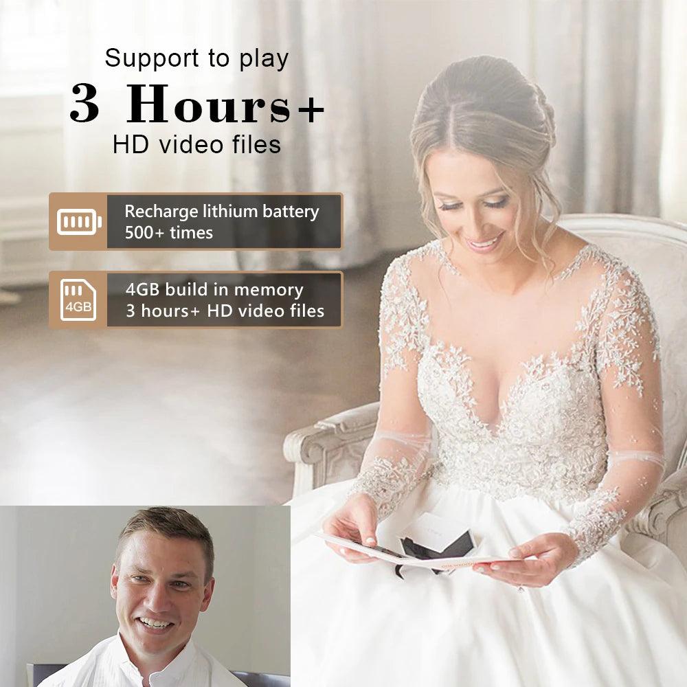 Luxury Linen Bound Wedding Video Book Wedding Video Album Up to 3 hours of video, 7” IPS Display, 4GB of memory & Rechargeab