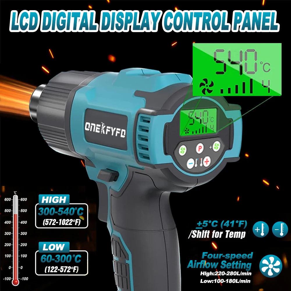 540℃ Cordless Heat Hot Air Gun 4 Gears Wind Speed LED Display Temperature Adjustment Cordless Heat Gun for Makita 18V Battery