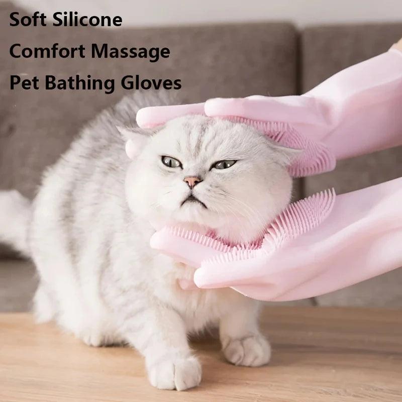 Pet Grooming Cleaning Gloves Dog Cat Bathing Shampoo Glove Scrubber Magic Dishwashing Cleanner Sponge Silicon Hair Removal Glove