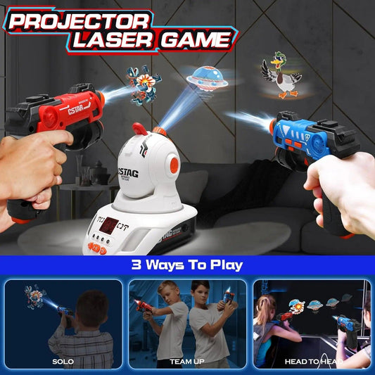 VATOS Laser Tag Set with Projector 2 Player Infrared Mini Laser Tag for Kids Boys 3+ Indoor/Outdoor Game Ideal Gift for Kids