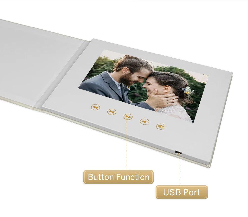 Luxury Linen Bound Wedding Video Book Wedding Video Album Up to 3 hours of video, 7” IPS Display, 4GB of memory & Rechargeab