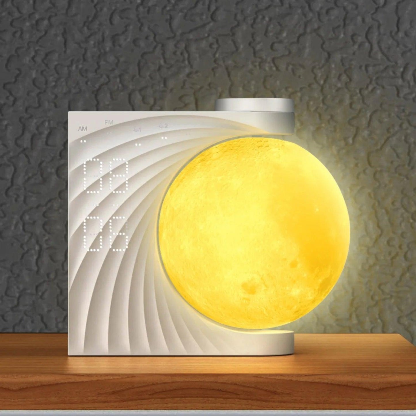 Colorful Atmosphere Moon Light Clock Wake Up Light Breathing Light Three Level Dimming Clock Dual Alarm Clock Timing White Noise