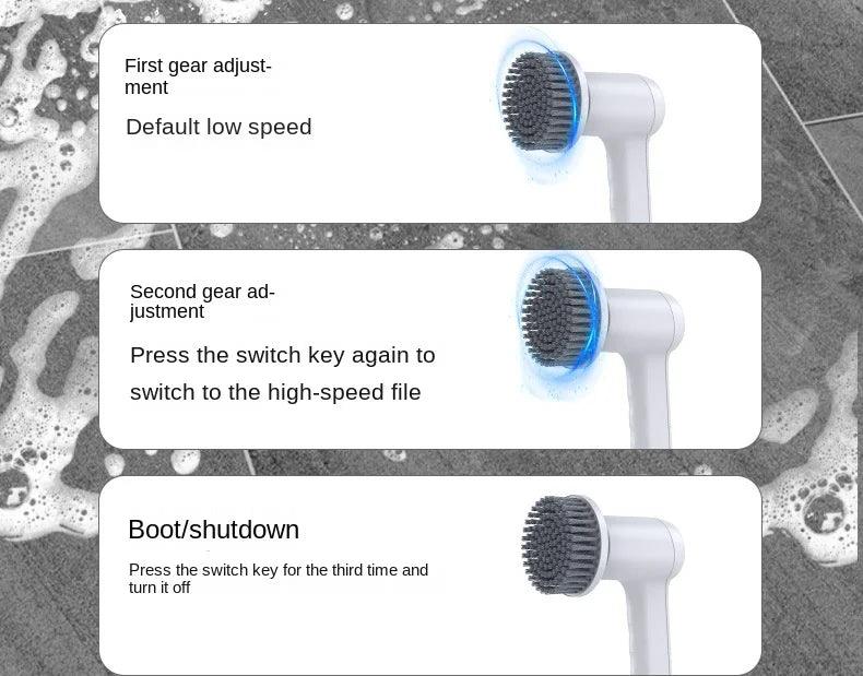 Electric Spin Scrubber With 5 Replaceable Brush Head Power  Electric Cleaning Brush Handheld Rechargeable Shower Scrubber