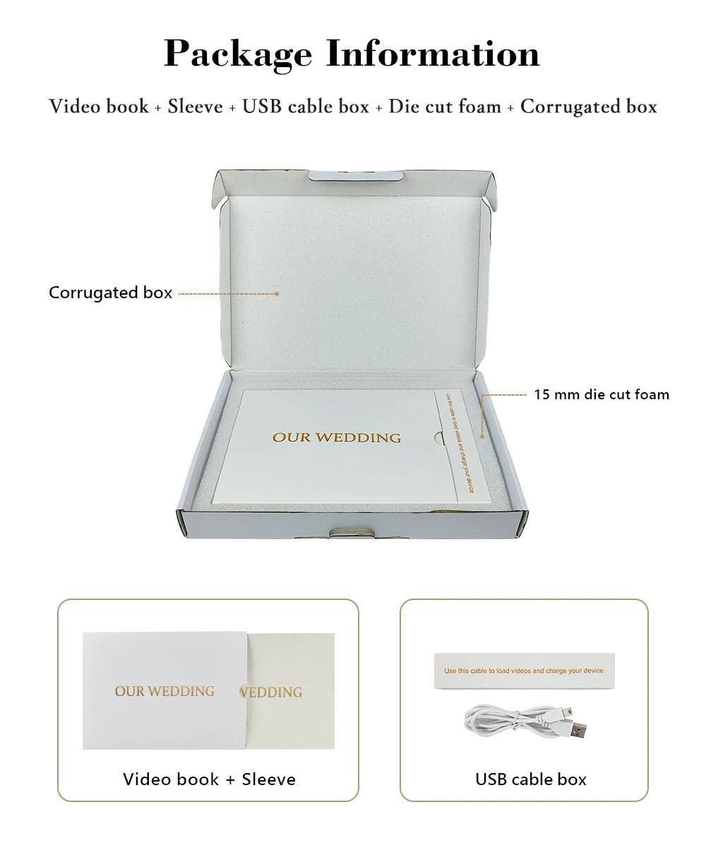 Luxury Linen Bound Wedding Video Book Wedding Video Album Up to 3 hours of video, 7” IPS Display, 4GB of memory & Rechargeab