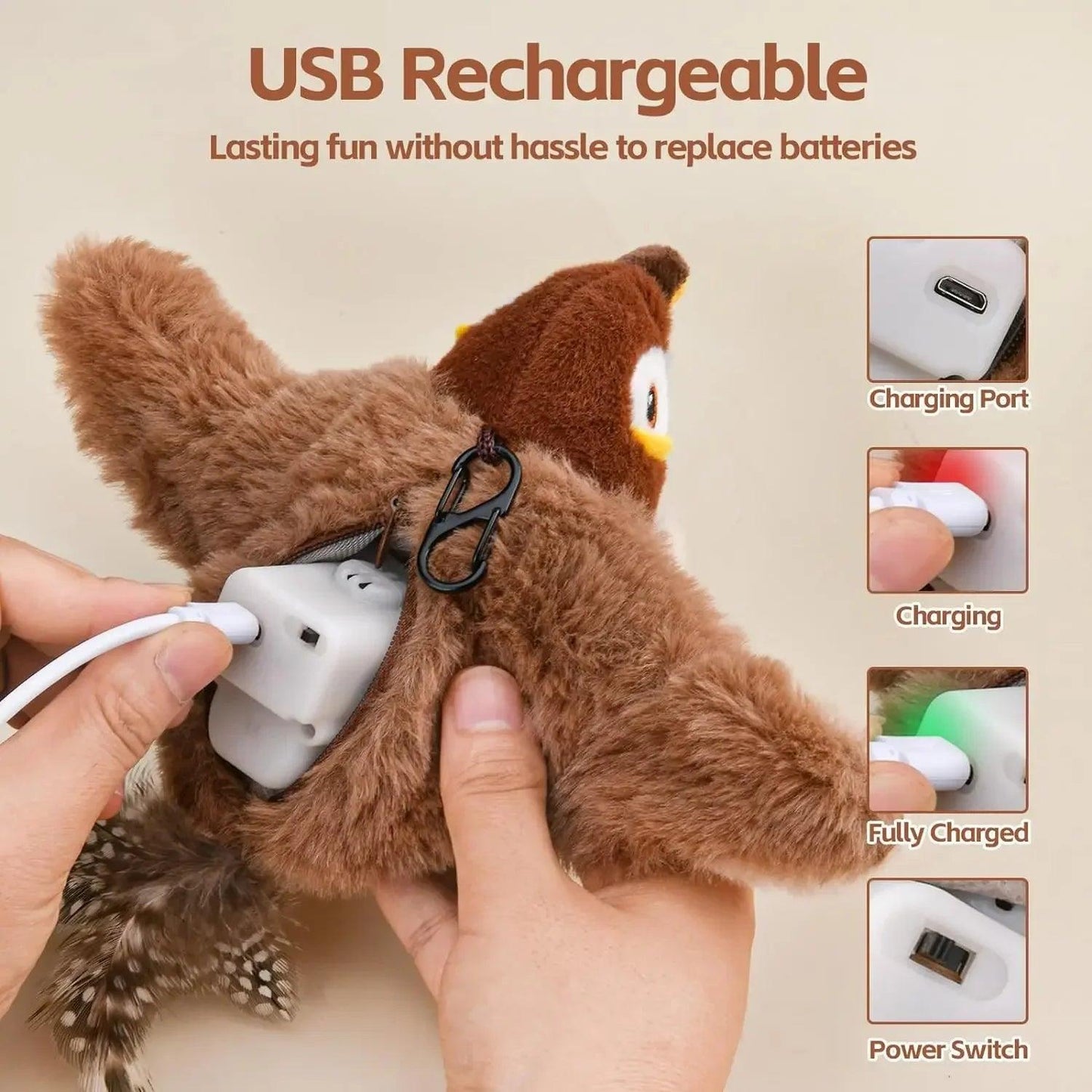 ChirpFlap Bird: Rechargeable Cat Toy with Catnip