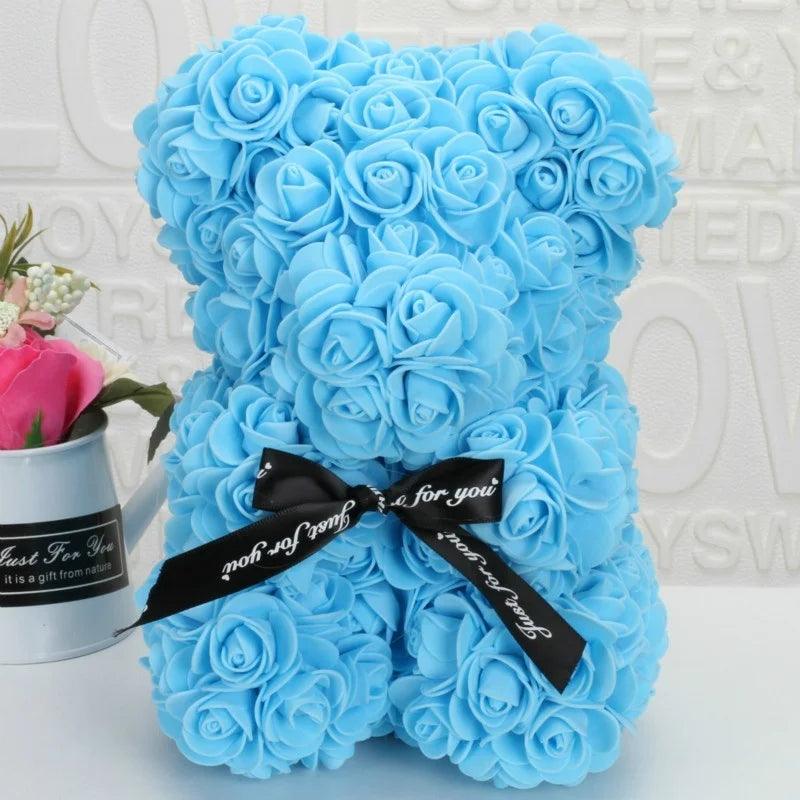 Romantic Valentine's DayCreative Eternal Flower Rose Bear Christmas Gift Rose Bear Hug Bear Wedding  Flower Decoration Gift