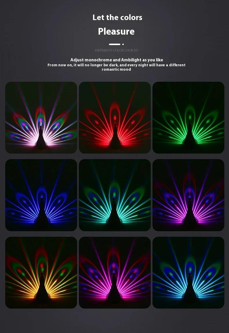 Peacocks Wall Lamp Colorful ambient lighting Modern Creative Atmosphere Sconce Light 3D Body Animal Lighting Lustre for Bedroom