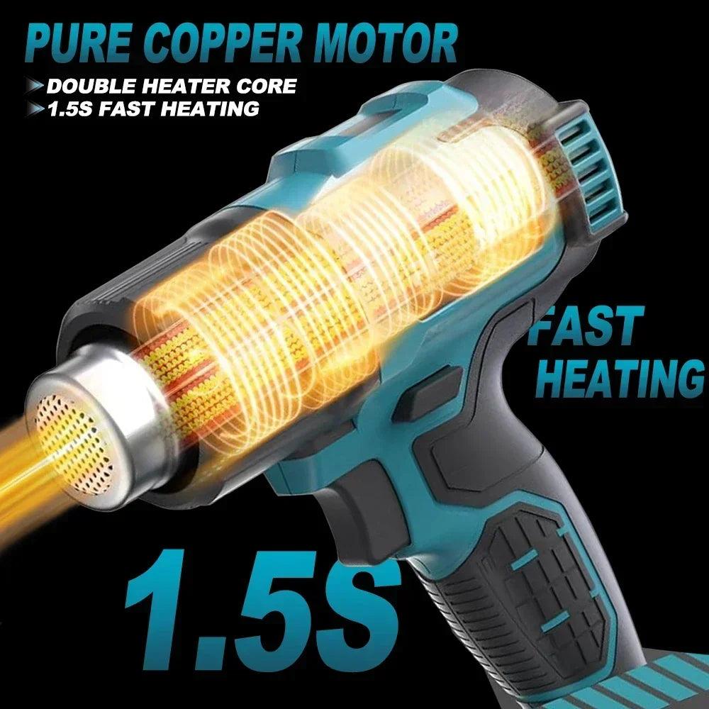 540℃ Cordless Heat Hot Air Gun 4 Gears Wind Speed LED Display Temperature Adjustment Cordless Heat Gun for Makita 18V Battery