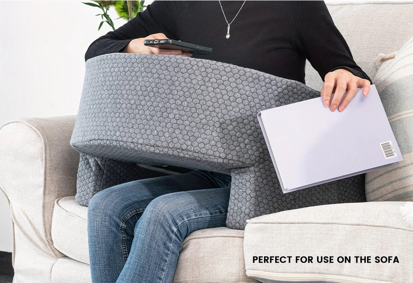 1 Pc Soft Reading Pillow, Arm Rest Lap Desk Pillow for Gaming,Working, Sitting in Floor Sofa,with Removable and Washable Cover