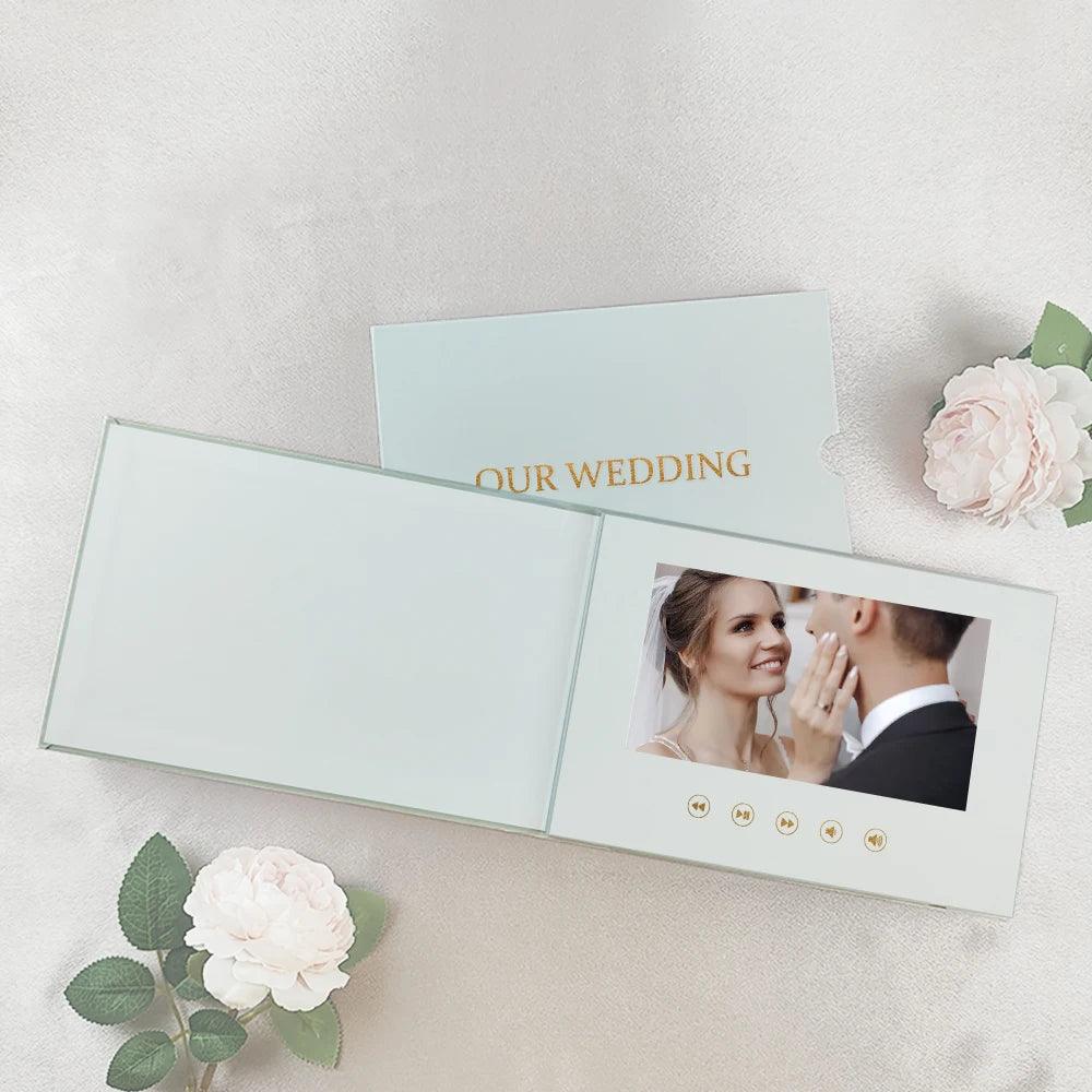 Luxury Linen Bound Wedding Video Book Wedding Video Album Up to 3 hours of video, 7” IPS Display, 4GB of memory & Rechargeab