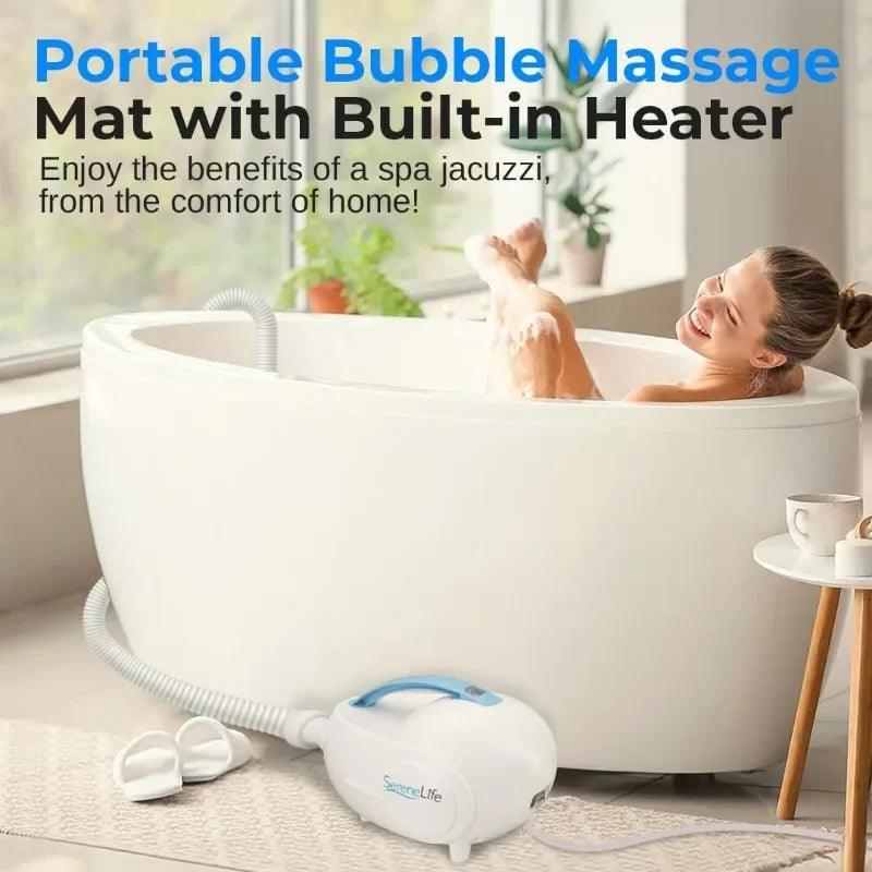 Electric Bubble Massage Mat - Waterproof Massaging Spa, Full Body Bubbling Bath Thermal Massager Machine