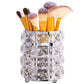 Crystal Makeup Brush Holder Organizer, Handcrafted Cosmetics Brushes Cup Storage Solution (Silver)