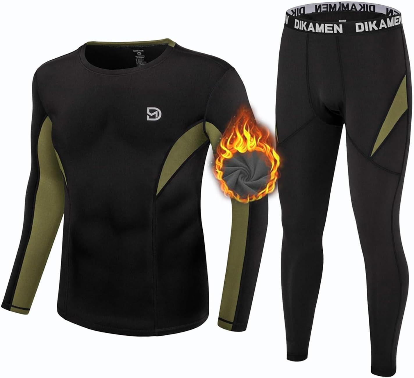 Men'S Thermal Underwear Fleece Lined Performance Fleece Tactical Sports Shapewear Thermal Set