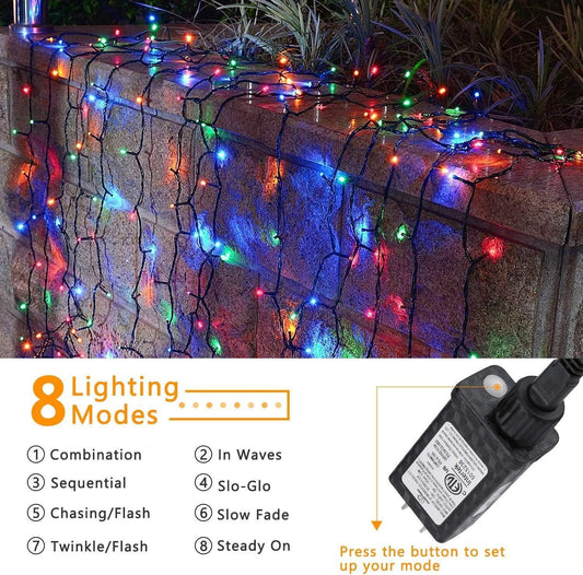 Christmas Lights Outdoor 82Ft 200 LED String Lights 8 Modes Timer Indoor Outdoor Fairy Twinkle Lights for Christmas Trees Decorations(Multi-Color)