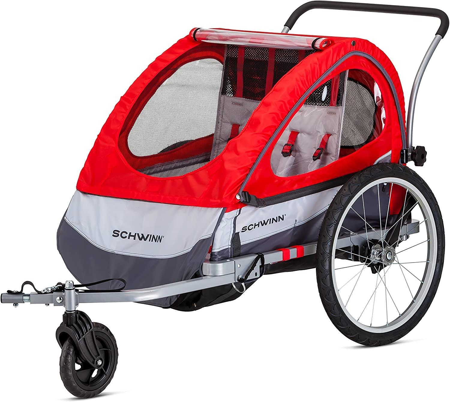 Joyrider Echo and Trailblazer Child Bike Trailer, Single and Double Seat Baby Carrier Options, Canopy, 16 or 20-Inch Air-Filled Tires, with Bug Screen & Weather Shield, Bike Attachment