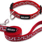 New Year Dog Collar and Leash Set, Adjustable Nylon Collar with Matching Leash for Small Dogs, Foil Printing Dog Bone Pattern, Red