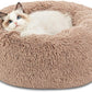 Calming Cat Beds for Indoor Cats - Small Cat Bed Washable 20 Inches, Anti-Slip round Fluffy Plush Faux Fur Pet Bed, Fits up to 15 Lbs Pets, Camel